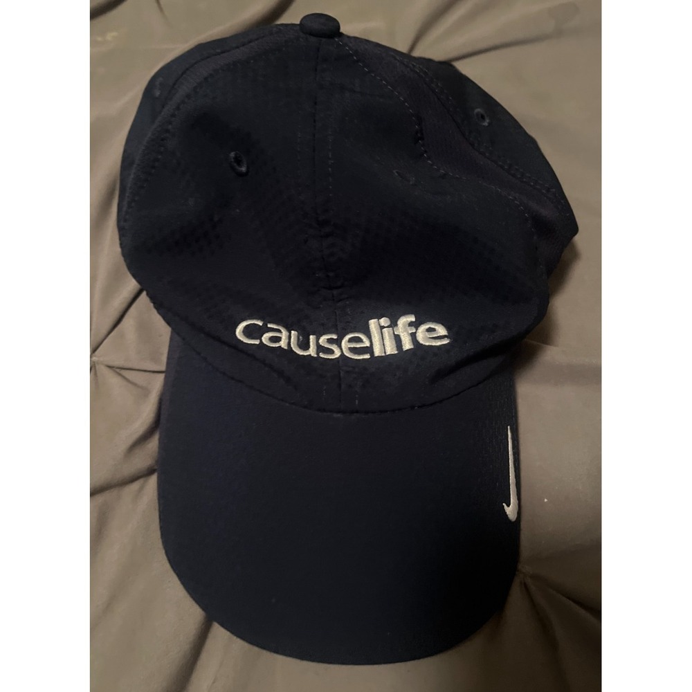 Nike Golf Dri-Fit Navy Baseball Cap Adjustable‎ Hat "CauseLife" Embroidered Logo
